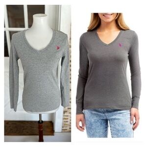 US Polo Association long sleeve V-neck T-shirt